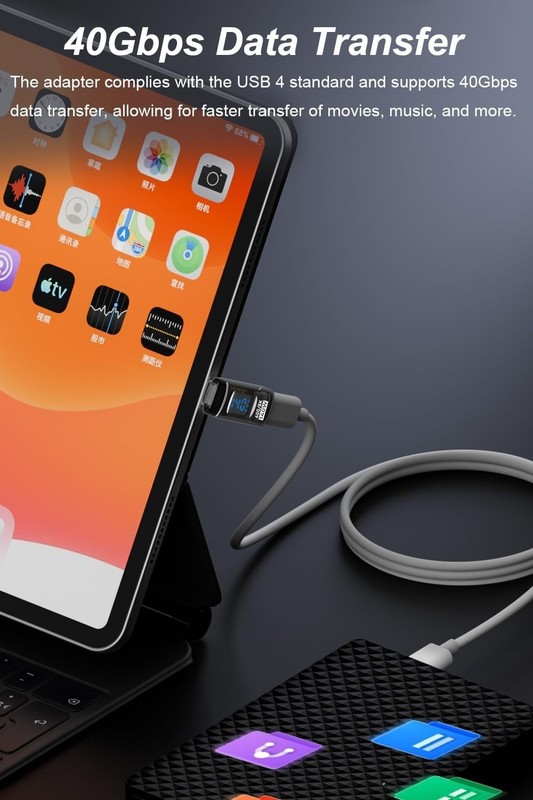 2 Pack USB C Adapter with Digital Display, 90 Degree Right Angle gallery