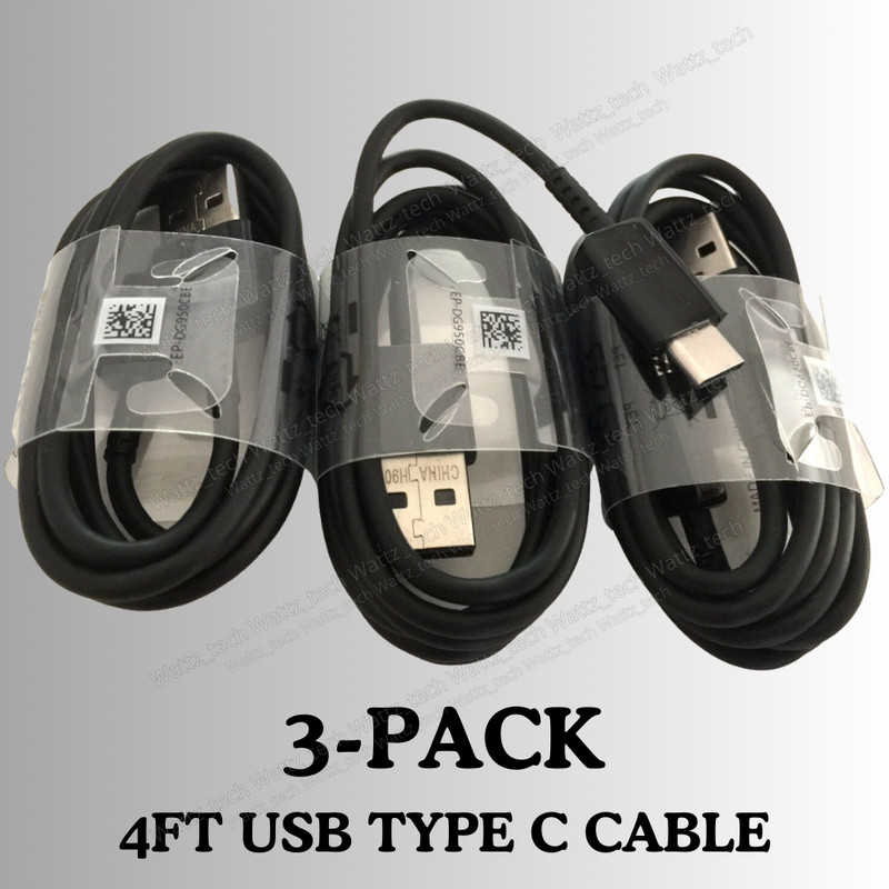 3-Pack USB-A Fast Charger Cable 4ft Type C Charging Cord For Samsung S8 Android