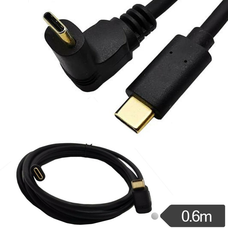USB Type C Cable 90° to 3.1 C Male to Male Adapter Fast Charge Charging 3A 60cm gallery