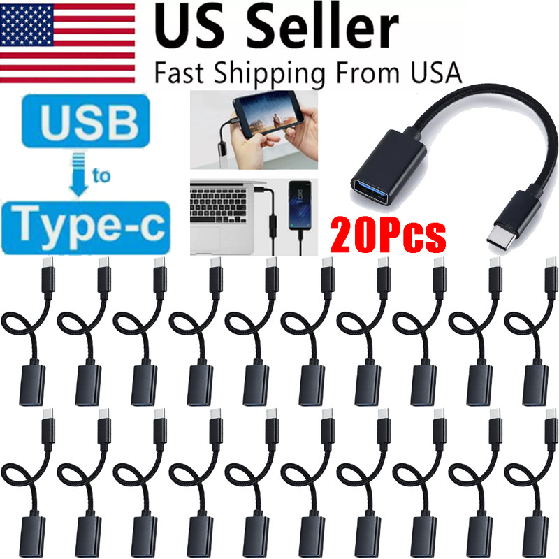 20 Pack USB C to USB 3.0 Adapter Type C Male to A Female OTG Cable Nylon Braided