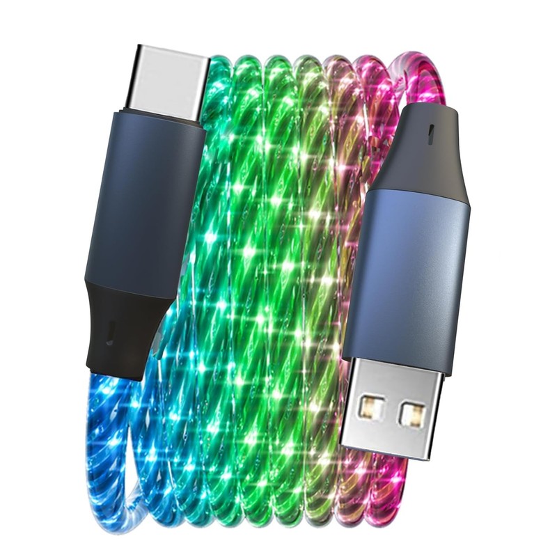 10FT Type C LED Light Up 66W Starry USB A to C RGB