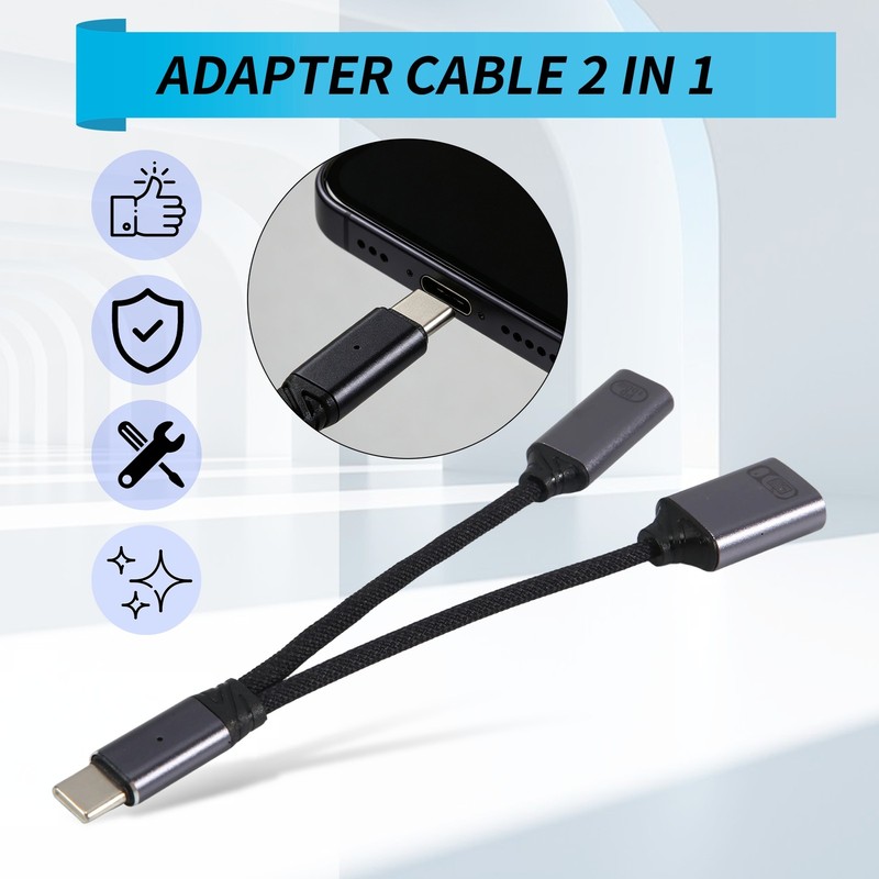 USB C OTG Cable Phone Adapter 2 in 1 Type C to USB A Adapter with PD4413 gallery