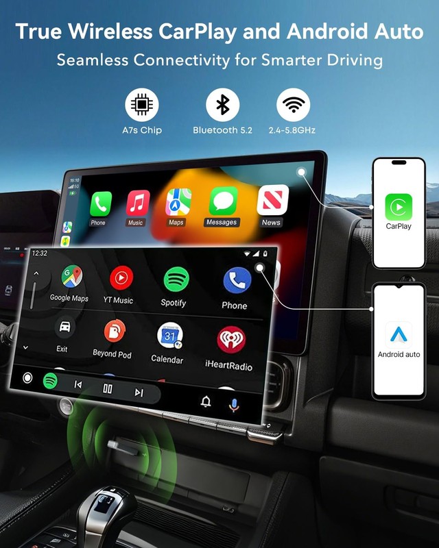 Wireless CarPlay Adapter 2026 Mini 2-in-1 for iPhone & Android Auto, Convert ... gallery