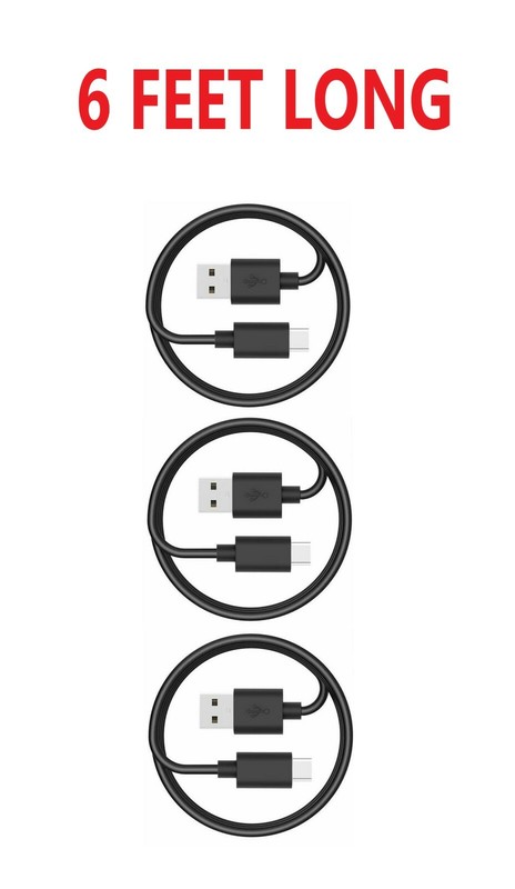 3x 6FT Fast Charging Cord Type C Cable For Samsung Galaxy A11 A21 A51 A71 Black