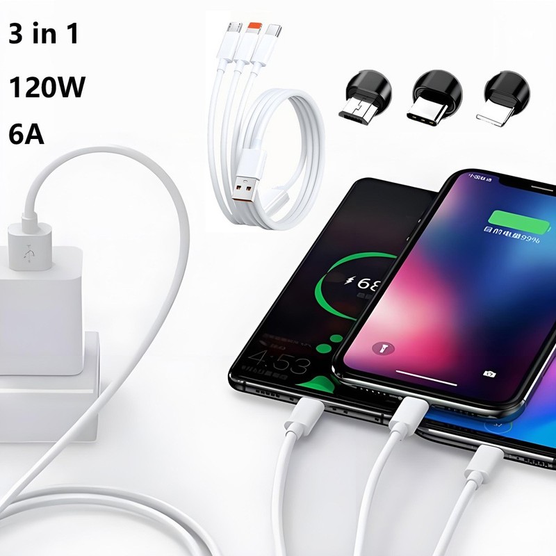 Heavy Duty 3 in 1 Multi USB Charger Charging Cable For Type-C USB Micro 1.2 – 2m