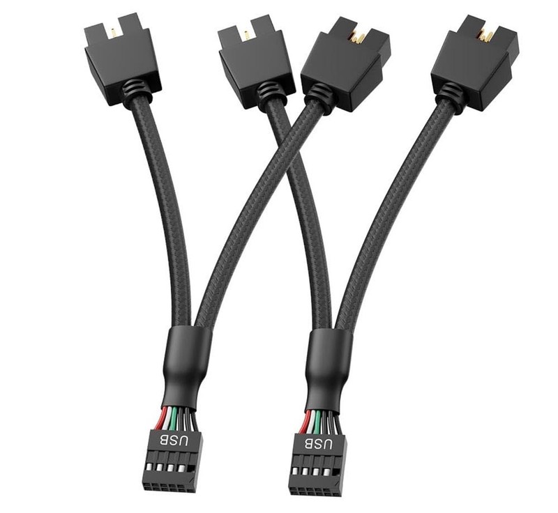 2 Pack Motherboard 9pin USB2.0 to Dual 9 pin Extension Cable, Motherboard USB…