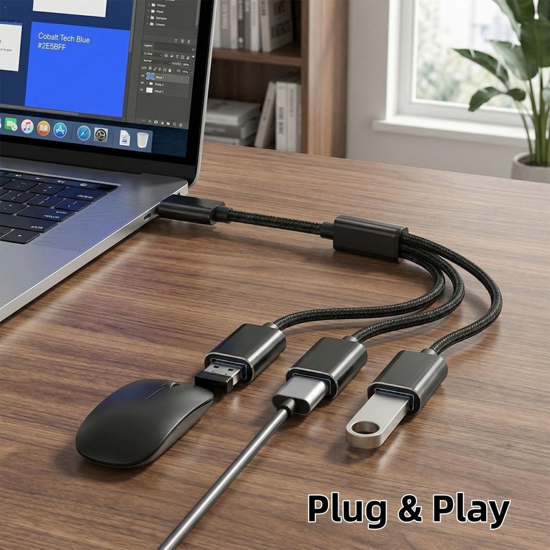 USB Splitter 1 in 3 Out, USB A Splitter Adapter, 2025 Upgraded USB 2.0 Male t... gallery