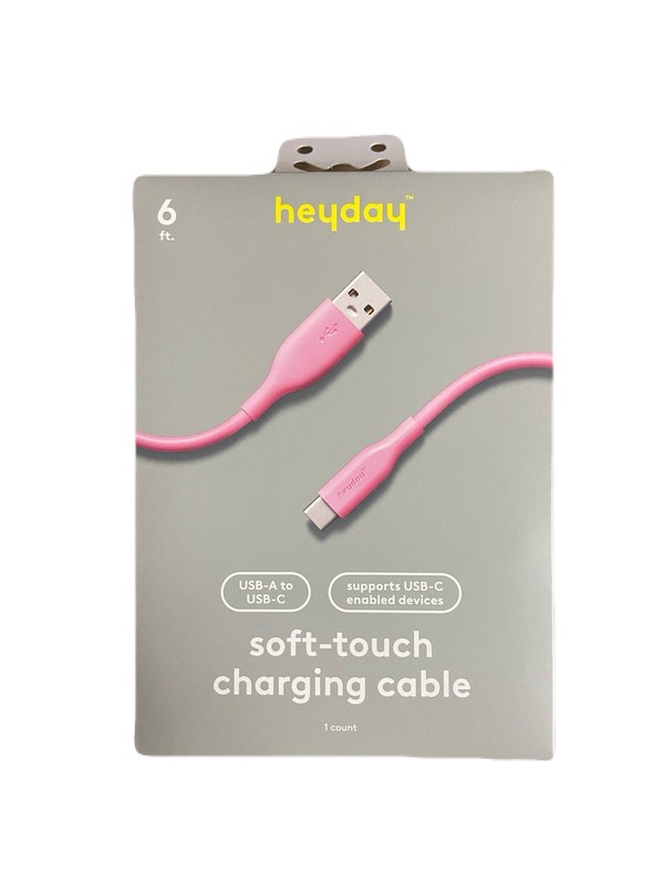 Heyday 6 Ft. USB-A To USB-C Soft Touch Charging Cable PINK New Sealed Box