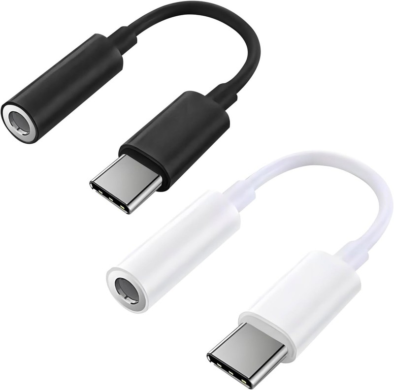 2 Pack USB C to 3.5mm Headphone Jack Adapter, Hi-Fi DAC Audio Converter with Mic