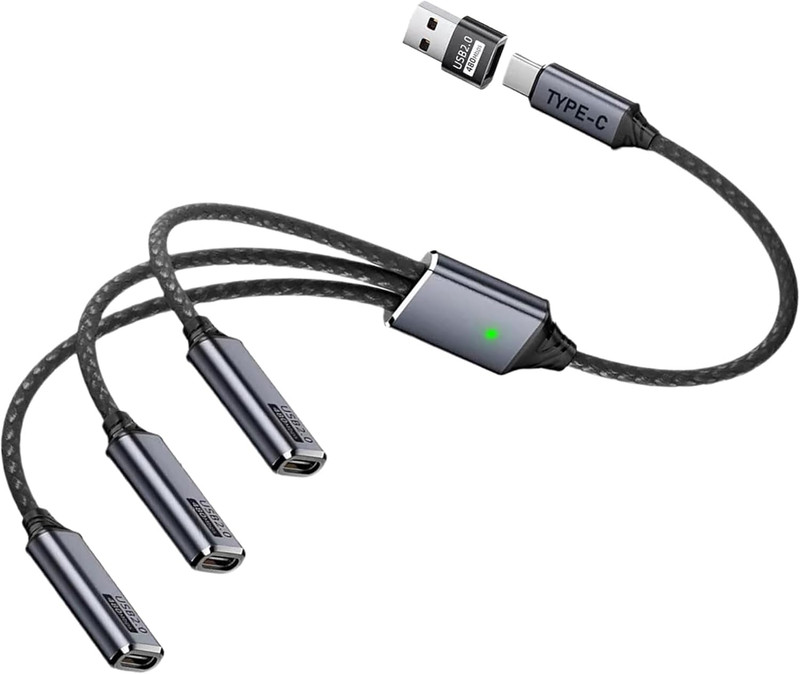 USB C Splitter 1 in 3 Out Cable, USB C Y Splitter 1 Male to 3 Female Charging Ca