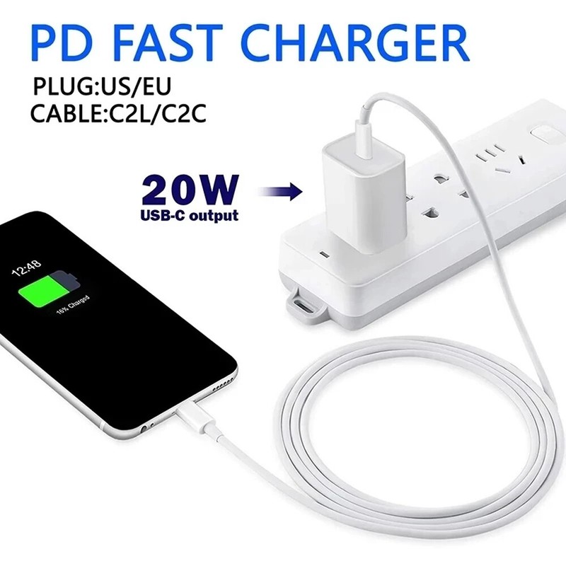 2PCS 20W USB-C Power Adapter Block PD Fast Charger Cable For iPhone 14 13 12 11