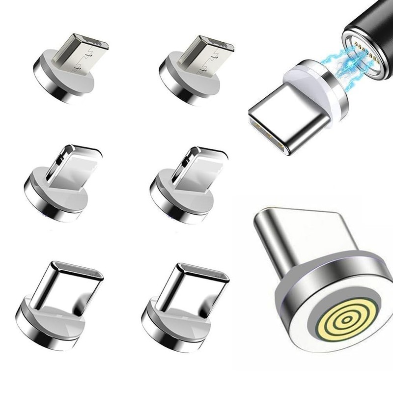 6 Pack Magnetic Charging Cable Tips Adapter Connectors for iPhone/USB-C/Micro