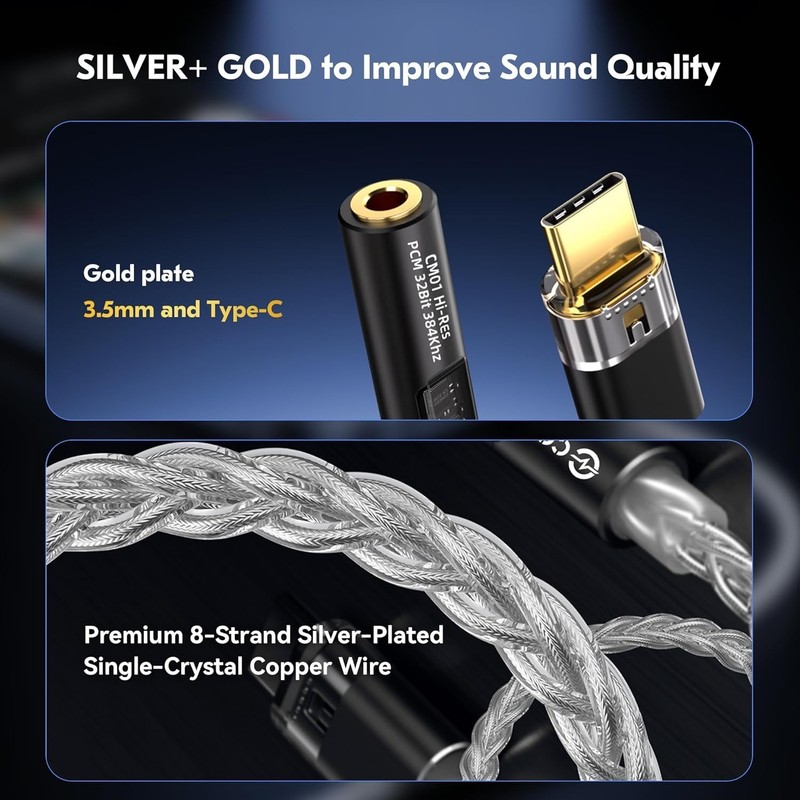 USB C DAC Adapter with Headphone Amplifier for iPhone Android Laptop Tablet 3... gallery