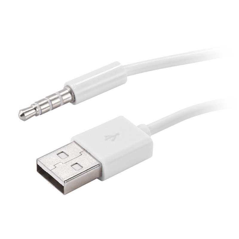 3.5mm Plug Audio AUX to USB 2.0 Plug Adapter Charging Cable 1M White P5U44072