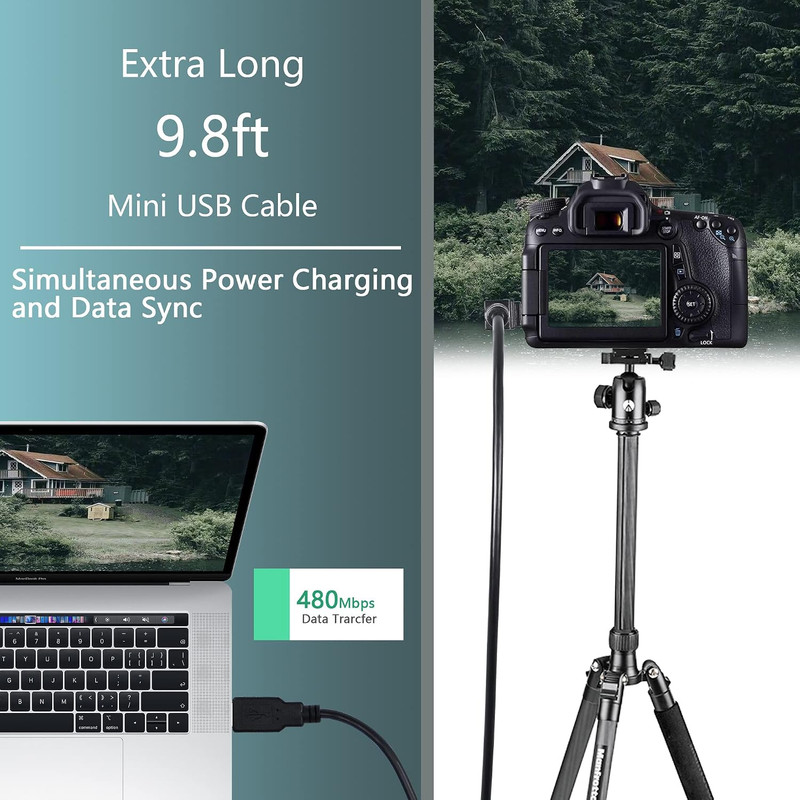 Dash Cam Power Cord, 9.8FT 90 Degree Mini USB Cable, Angle Mini USB B gallery