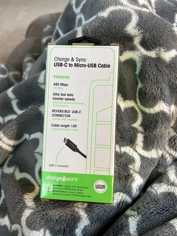 New Chargeworx 10’ Charge And Sync USB-C To Micro USB Cable gallery