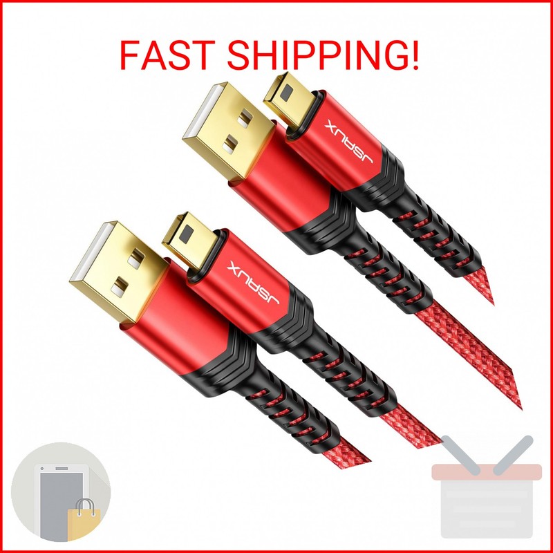 JSAUX Mini USB Cable[2-Pack 3.3ft+6.6ft], USB 2.0 Type A to Mini B Fast Charging
