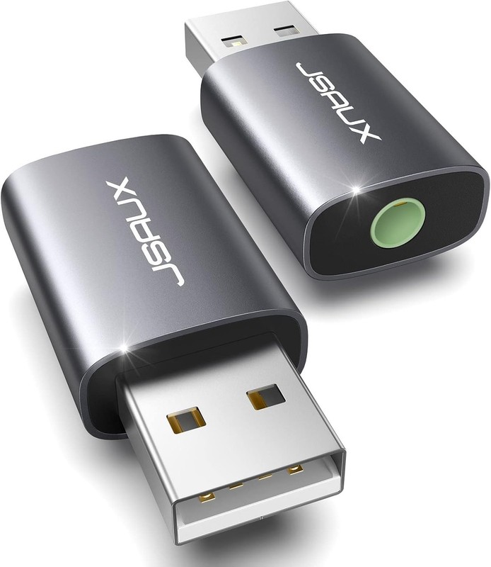 2 Pack USB to 3.5mm Jack Audio Adapter, USB to Audio Aux Adapter External Ste... gallery