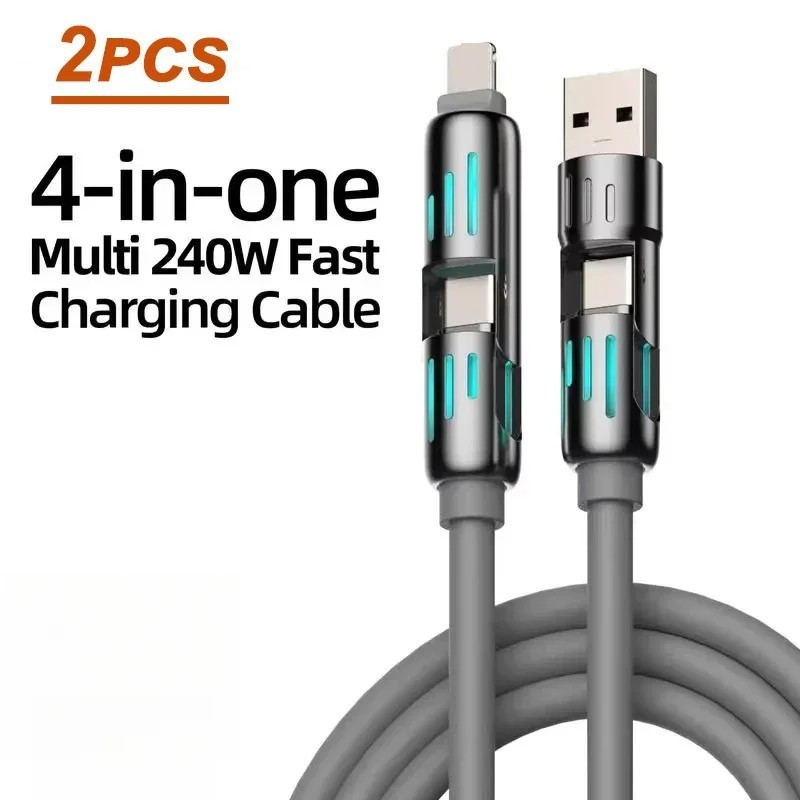 4 in 1 Multi-USB Charging Cable - MAX 240W Fast Charging/With USB A+ Type-C 5ft gallery