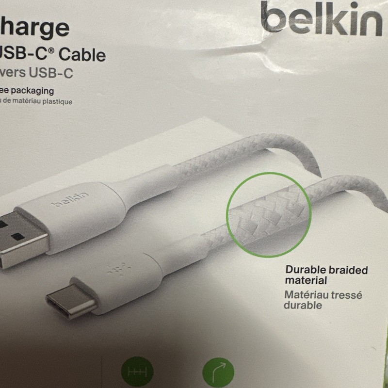 Belkin Charging Braided Cable USB-A to USB-C 3.3 feet White gallery