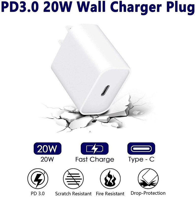 Lot 100X 20W PD Power Type-C Adapter Fast Wall Charger For iPhone 14 13 12 16 15