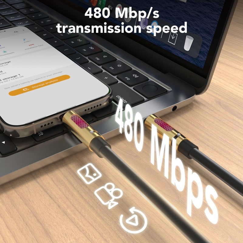 240W USB-to USB-Cable (PD 3.1 EPR), 480Mbps Speed, Fast Charging Cable for Ma... gallery