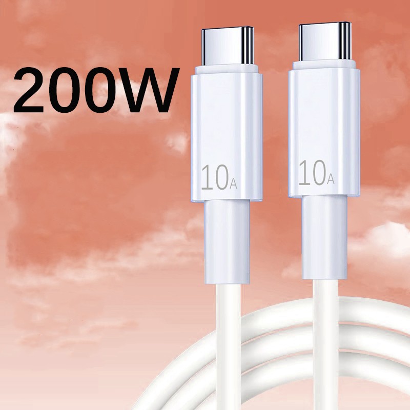 200/120/66W Cable Phone Fast Lead Charger USB-C,C-C Wire 10A 6A TPE Material