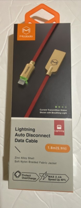 Mcdodo Auto Disconnect Data Cable2.4A Fast Charge ZincAlloy Braided MicroUSB-New
