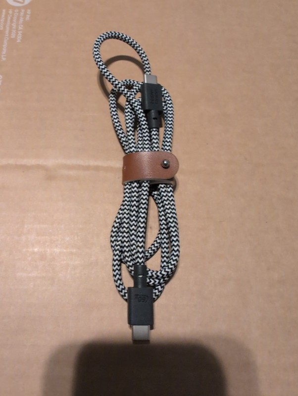 Native Union Belt Cable 4' USB-C to USB-C 60W Cable - Zebra OPEN BOX
