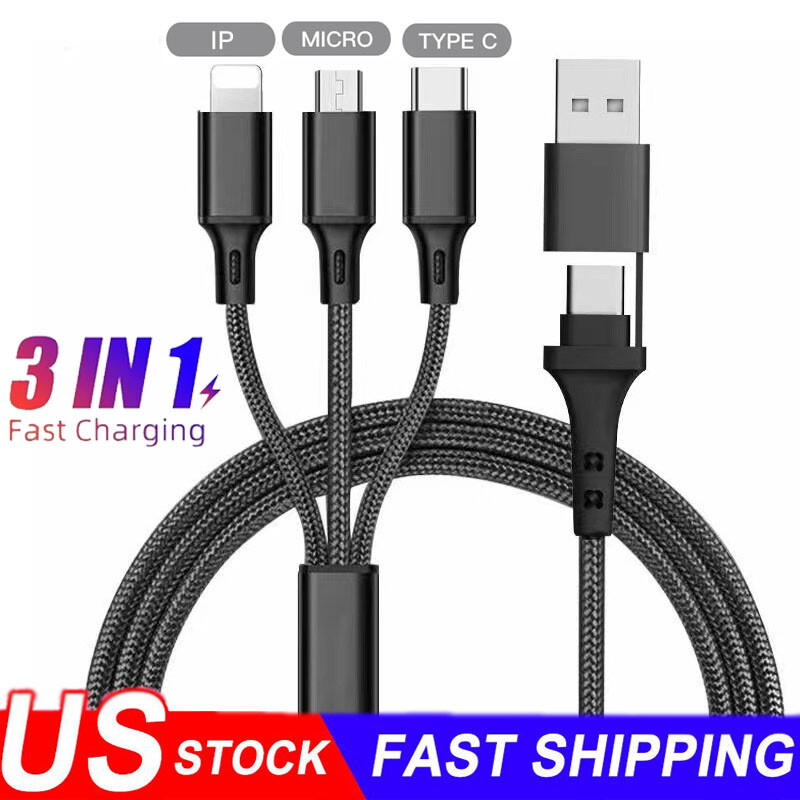 Multi Charging Cable 3 in 1 Multiple USB Fast Charger For iPhone Type C Micro gallery