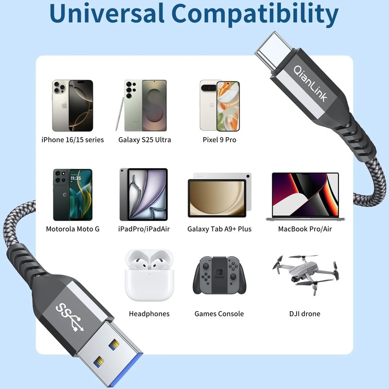 10Gbps USB C Cable for Android Auto, 1.5FT Fast Charging & Data Transfer gallery