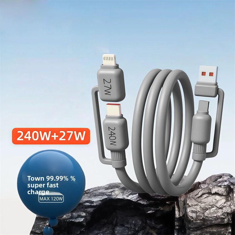 240W 4 in1 Multi USB Charging Cable Fast Charger Cord For iPhone/Samsung/Type-C gallery
