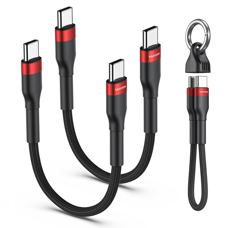 PD 60W Short USB C Cable (2 Pack), Keychain 6 Inch USB C Cable/Nylon Braided Typ gallery