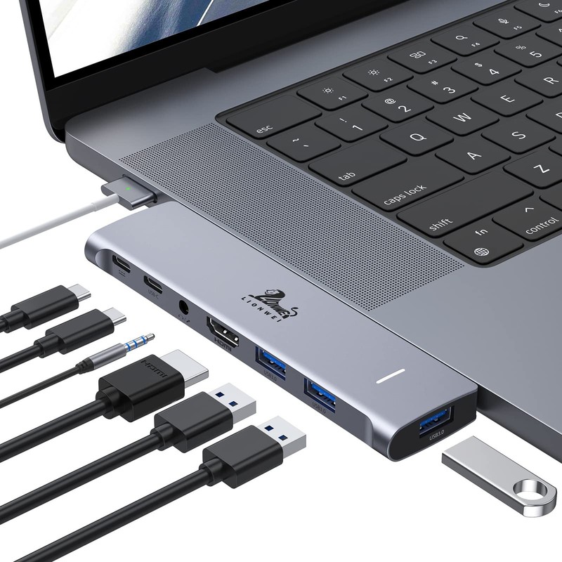 USB C Hub Adapter for MacBook Pro/Air M1M2M3 2022 2021 2020 13″15″16″,Multipo…
