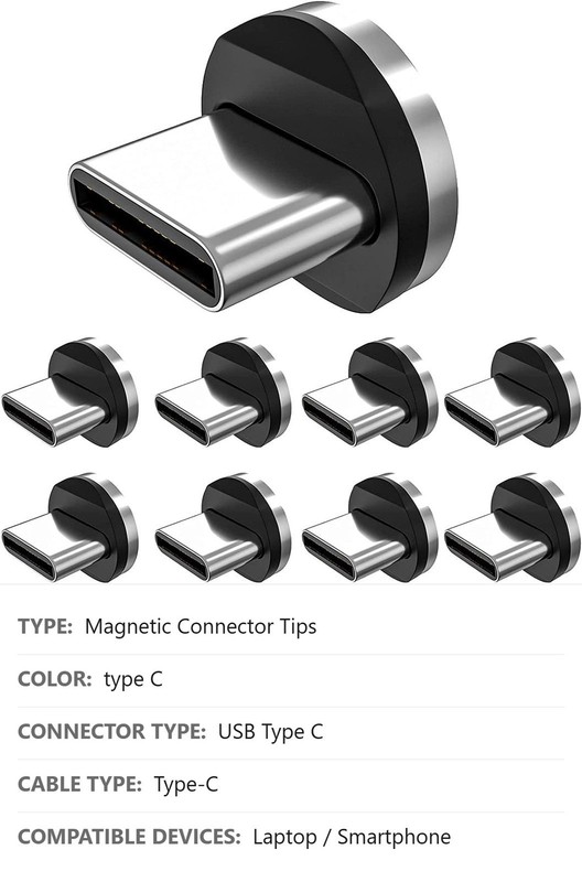 Magnetic USB C Connector Tips, 9 Pack, Dust Plug Adapter, Type C gallery