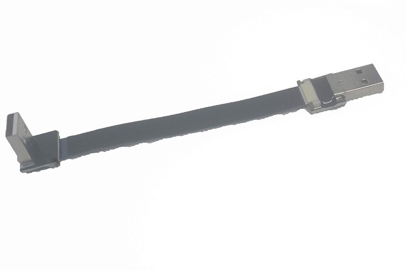 Short Flat Slim USB A Male 90 Degree Angled To Straight Cable Sync 15cm Black gallery