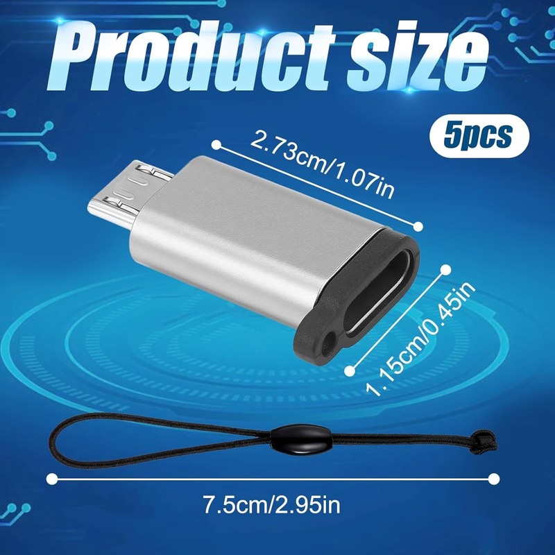 5 PCS USB C to Micro USB Adapter, Type C Female to Micro Usbmale Convert Conn... gallery