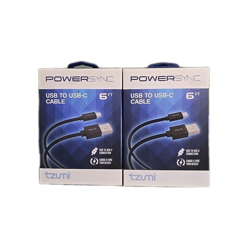 2 PACK USB To uSB-C Cable -Charge & Sync Devices Phone 6 ft. Black New