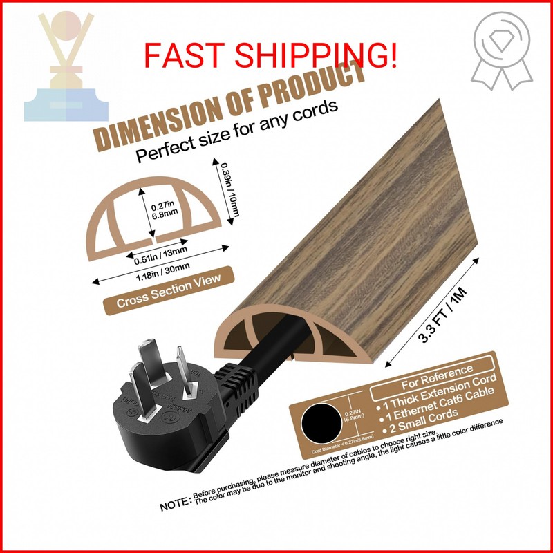 Floor Cord Cover Self Adhesive Cord Hider,3.3FT Cable Management, Extension Stri gallery