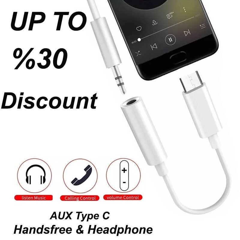 USB Type C TO 3.5mm Female Headphone Jack Adapter AUX Stereo Speaker Audio Cable