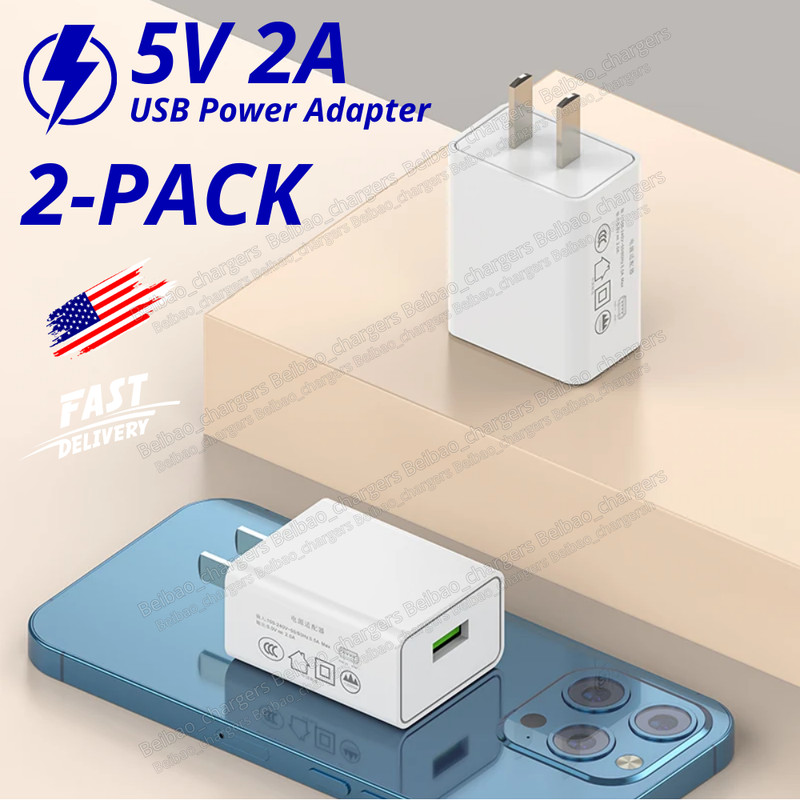 2PACK 5V 2A USB Wall Charger Plug Home Power Adapter For LG HTC iPhone Samsung