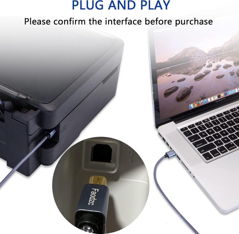 Printer Cable 25 Ft, Long USB Printer Cord 2.0 Type a Male to B Male Printer Sca gallery