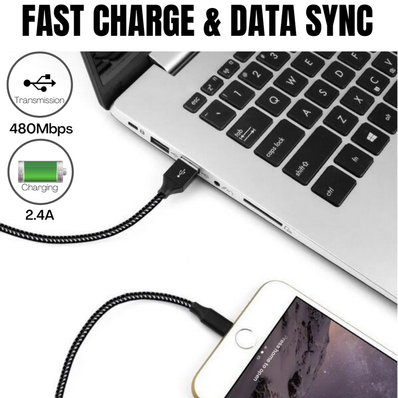 3X 10Ft Braided USB Fast Charger Cable Charging Cord For iPhone 14 12 11 8 6s XR gallery