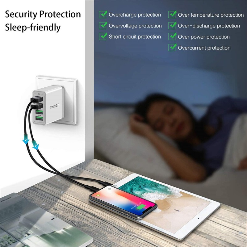 US 4 Port Fast Quick Charge QC 3.0 USB Hub Wall Home Charger Power Adapter Plug gallery