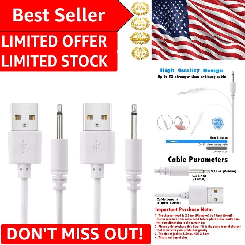 Compact 2.7ft USB to 2.5mm DC Charging Cable – Fast Charge Your Essentials