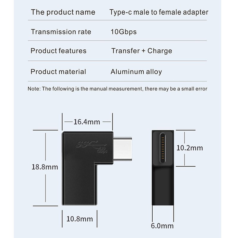 USB Type C 3.1 Male to 3.1 Female Right Angle Quick Charge Data 10Gbps Converter gallery