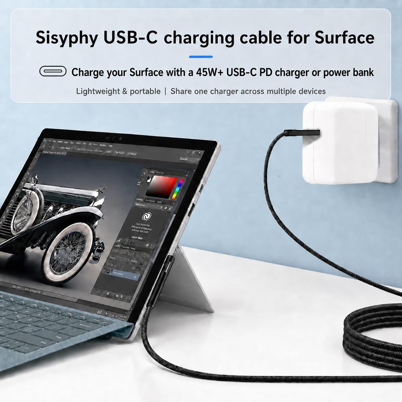 Surface Connect to USB C Charging Cable Nylon Braided 6ft, Compatible for Mic... gallery