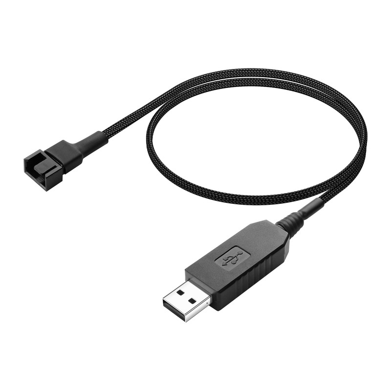 12V Step-Up USB to 4PIN Fan Cable，USB Male to 3-Pin / 4-Pin PWM Fan Braided P…