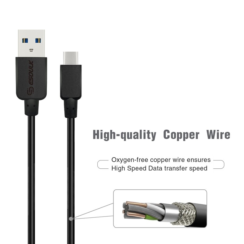 5ft Fast USB-A to USB-C Cable - iPhone & Android by Esoulk - RETAIL PACKAGING gallery