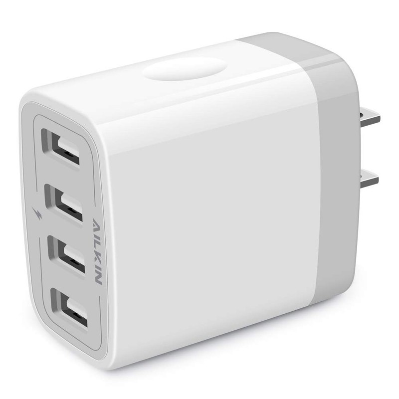 USB Wall Charger Block 4-Port 4.8A Multi Plug Charging Cube Adapter Station